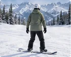 Snowboarder gliding across flat snow with one foot strapped in