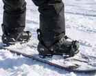 Snowboard boots in bindings showing a rider’s stance on the board